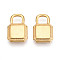 304 Stainless Steel Charms, Ion Plating(IP), Padlock Charm, Real 18K Gold Plated, 15x10x2mm, Hole: 4x4.5mm