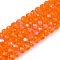 Electroplate Glass Beads Strands, Half Rainbow Plated, Faceted, Rondelle, Orange, 4x3mm, Hole: 0.4mm, about 105~110pcs/strand, 38~39cm