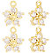 10Pcs Eco-Friendly Rack Plating Brass Micro Pave Clear Cubic Zirconia Charms, Long-Lasting Plated, Lead Free & Cadmium Free, Flower, Real 18K Gold Plated, 11x9x3.5mm, Hole: 1.2mm