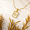 Rectangle 304 Stainless Steel Pave Natural White Shell Initial Pendant Necklaces for Women, Real 18K Gold Plated, Letter D, 15.75 inch(40cm)