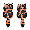 Alloy Enamel Pendants, Golden, Cat Charm, Orange, 39x15.5x2mm, Hole: 2mm