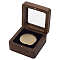 FINGERINSPIRE Single Wood Challenge Coin Presentation Display Box with Black Inside 40mm Coin Storage Box with Visible Window Magnetic Clasp Medal Display Case Commemorative Coin Holder for Collector