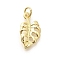 Brass Pendants, with Jump Ring, Long-Lasting Plated, Lead Free & Cadmium Free, Leaf Charms, Real 18K Gold Plated, 18x10x1.5mm, Hole: 3.5mm