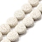 Natural Lava Rock Beads Strands, Dyed, Flat Round, Floral White, 12~12.5x5~6mm, Hole: 1.2mm, about 32pcs/strand, 15.75''(40cm)