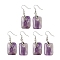 Natutal Amethyst Dangle Earrings, with Rack Plating Brass Earring Hooks, Lead Free & Cadmium Free, Rectangle, 49x18mm