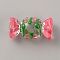 Transparent Acrylic European Beads, with Enamel, Large Hole Beads, Candy, Deep Pink, 28.5x14.5mm, Hole: 5mm
