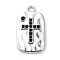 Rack Plating Alloy with Black Rhinestone Pendants, Cross, Platinum, 27x15x3mm, Hole: 2.5mm