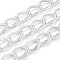 Aluminium Double Curb Chains, Unwelded, with Spool, Platinum, 21x13.5x2mm, about 32.81 Feet(10m)/Roll