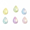 Mocha Effect Teardrop Shape Sew on Rhinestone, K5 Glass Rhinestone, 2-Hole Link, Plated Flat Back, Sewing Craft Decoration, Mixed Color, 12x7x4mm, Hole: 0.8mm