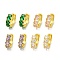 Brass Micro Pave Cubic Zirconia Hoop Earring, Real 18K Gold Plated, Mixed Color, 19x6mm