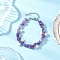 Natural Amethyst Chip & Glass Shell Round Beaded Bracelets, with 304 Stainless Steel Findings, 7-1/2 inch(19cm)