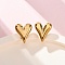Ion Plating(IP) 304 Stainless Steel Heart Stud Earrings for Women, Real 18K Gold Plated, 13.5x11.5mm, Pin: 0.7mm
