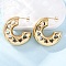 C-Shaped 304 Stainless Steel Stud Earrings for Women, Golden, 31.5x31x10mm