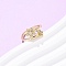 Flower Brass Micro Pave Cubic Zirconia Cuff Rings for Women, Flower, Long-Lasting Plated, Rack Plating, Real 18K Gold Plated, US Size 7 1/4(17.5mm)