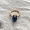 Square 304 Stainless Steel with Glass Finger Rings, Golden, Black, 10mm, US Size 8(18.1mm)