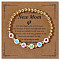 Mother's Day Brass Round Beads Strertch Bracelets, Acrylic Charm Jewelry for Women, Mama, with Greeting Card, Adjustable