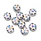Transparent Glass Enamel Beads, Hand Drawn Beads, Donut, Black, 15x9mm, Hole: 1.2mm
