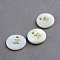 Freshwater Shell Pendants, Flat Round with Gold Blocking Letter.X, 11.5x2mm, Hole: 1.5mm