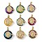 Brass Micro Pave Cubic Zirconia with Glass Pendents, Long-Lasting Plated, Human, Mixed Color, 23x22x10mm, Hole: 6x3mm