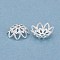 Brass Multi-Petal Bead Caps, Cadmium Free & Lead Free, Long-Lasting Plated, Flower, Silver, 10x3.5mm, Hole: 1.2mm