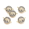 Brass Micro Pave Cubic Zirconia Links connectors, Flat Round and Elephant, Clear, Gunmetal & Golden, 15x21x1.5mm, Hole: 1.4mm