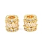 Column Brass Micro Pave Clear Cubic Zirconia European Beads, Large Hole Beads, Rack Plating, Long-Lasting Plated, Lead Free & Cadmium Free, Golden, 10x9.5mm, Hole: 4.5mm