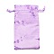 Polyester Pouches, Drawstring Bag, Rectangle with Floral Pattern, Lilac, 15.8~16x8~8.2x0.4cm