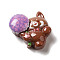 Opaque Resin Decoden Cabochons, Animal with Flower, Red Panda, 27.5x28x11mm