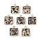 Natural Dalmatian Jasper Faceted Pendants, Brass Square Charms, Golden, 18x14~15x6~6.5mm, Hole: 1.8mm