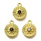 304 Stainless Steel Rhinestone Charms, Ion Plating(IP), Real 14K Gold Plated, Flat Round Charms, Mixed Color, 12.5x10x3.5mm, Hole: 1.2mm