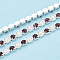 Iron Rhinestone Cup Chains, with ABS Plastic Imitation Pearl, with Spool, Silver, Pale Violet Red, 2.5x2x2mm, about 10yard/Roll