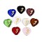 Glass Beads, Heart with Rose, Golden Metal Enlaced, Mixed Color, 16~16.5x16x3.5mm, Hole: 1mm