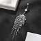 Alloy Crystal Rhinestone Dangle Curved Barbell Belly Rings, with 304 Stainless Steel Pins, Platinum & Stainless Steel Color, Tassel, 107mm, Pin: 1.6mm