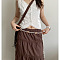 Bohemian Style Resin & Imitation Leather Cord Knot Chain Belts, Barrel, White, 1000mm