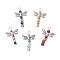 5Pcs 5 Styles Dragonfly Natural Sodalite & Maifanite & Pink Zebra Jasper & Red Jasper & Dyed Magnesite Beaded Pendants, with Tibetan Style Alloy Wings & 304 Stainless Steel Loops, Antique Silver & Stainless Steel Color, 31~33x22x5mm, Hole: 3mm, 1pc/style