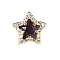 Brass Micro Pave Cubic Zirconia Beads, Star, with Crystal Zirconium, Real 18K Gold Plated, May Birthstone, Indigo, 10x10x7.5mm, Hole: 2x2mm
