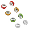 Rondelle 304 Stainless Steel Polymer Clay Rhinestone European Beads, with Double Side Platinum Color Core, Stainless Steel Color, Mixed Color, 10x6mm, Hole: 4mm, 4 colors, 2pcs/color, 8pcs/box