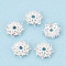 925 Sterling Silver Micro Pave Clear Cubic Zirconia Bead Caps, Flower, Silver, 8x8x2.2mm, Hole: 1.2~1.4mm