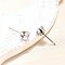 Cubic Zirconia Ear Studs, with 304 Stainless Steel Base, Flat Round, Stainless Steel Color, 6mm, Pin: 0.7mm