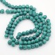 Round Medium Turquoise Color Spray Painted Glass Beads Strands X-DGLA-R004-8mm-2-2