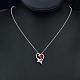 Silver Plated Brass Cubic Zirconia Heart with Flower Pendant Necklaces NJEW-BB06031-A-5