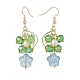 5 par de aretes colgantes de flor de la vida de perlas de vidrio y acrílico de 5 colores EJEW-JE05098-5