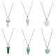 Fibloom 6 pièces 6 styles quartz rose naturel et aventurine verte pendentif colliers sertis de chaînes en alliage NJEW-FI0001-13-1