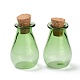 ガラスのコルク瓶の飾り  ガラスの空のウィッシングボトル  ペンダントデコレーション用のDIYバイアル  薄緑  15.5x28mm AJEW-O032-02C-1