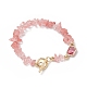 Bracelet à maillons rectangulaires en verre avec des puces de pierres précieuses mélangées naturelles et synthétiques chaînes perlées pour les femmes BJEW-JB09231-2