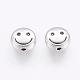 Tibetan Style Flat Round Carved Smiling Face Beads X-TIBEB-6631-AS-LF-2