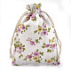ポリコットン（ポリエステルコットン）パッキングポーチ巾着袋  印刷された花で  カラフル  13.1~14.5x9.5~10cm ABAG-S004-04F-10x14-1