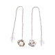 Boucles d'oreilles pendantes longues fleur avec perle en plastique EJEW-A067-08P-2