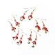 Champignon en alliage d'émail rouge avec boucles d'oreilles pendantes en perles de verre EJEW-JE05049-1
