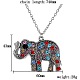 Classical Elephant Alloy Rhinestone Pendant Necklaces NJEW-N0052-088B-4
